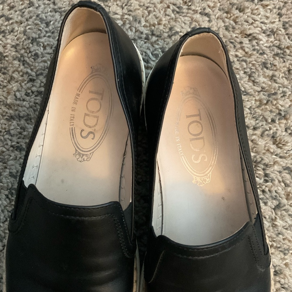 Tod’s Espadrille black leather Slip Ons - size 38.5 - Picture 5 of 10